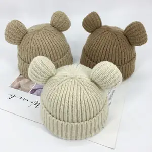 Sewingmen Fashion Design Women Distressed Winter Hat Cat Ears Cute Beanies
