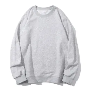 280gsm Mens Cotton Crew Neck Sweatshirt Solid Customized Print Autumn Hoodies Unisex Lightweight High Street Casual Boxy Fit Top - Product Image 5