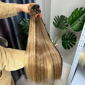 Extensiones de Cabello Humano <span class=keywords><strong>con</strong></span> Punta I de 18 Pulgadas, Color Castaño Oscuro y <span class=keywords><strong>Rubio</strong></span>, Extensiones de Cabello <span class=keywords><strong>con</strong></span> Punta K, Extensiones de Cabello <span class=keywords><strong>con</strong></span> Punta Plana Suave, Cabello Humano para Bodas - Product Image 4