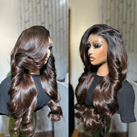 Perruques en cheveux humains brésiliens vierges HD de 28 pouces, ondulées, bouclées, avec dentelle transparente, pour femmes noires