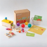 Boîte de développement Montessori en bois pour bébé, avec tiroir à monnayeur pour la permanence de l'objet, kit de tri de formes sensorielles texturées et de balles