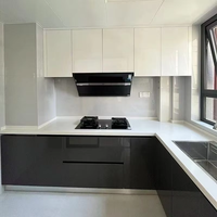 Portes doubles de cuisine personnalisées en PET de 18 mm avec cadre en nid d'abeille tout aluminium, installation sans perçage