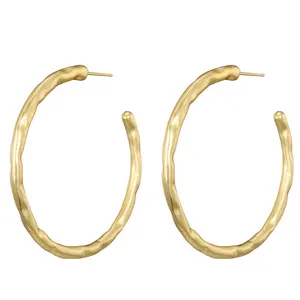 Fashion Gold Hoop Earrings for Women 14K Gold Plated Hoops with Zinc Alloy