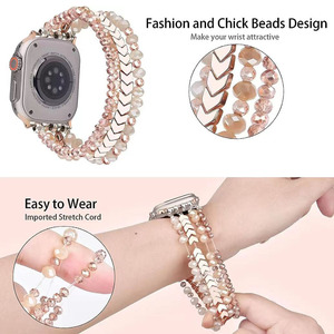 Bracelet de montre élastique perlé Upro Jewelry pour Apple Watch Series 10 9 8 Ultra 2 49 mm, bracelet de montre en cristal - Product Image 4