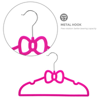 Velvet Hanger Hersteller Pink Lovely Bow Shape Cute Velvet Kids Hanger für Kleidung