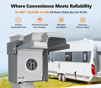 NEMA 14-50R Dış Mekan Kapalı Kilitlenebilir 125/250V Su Geçirmez Duvar Prizi ETL Onaylı 50 AMP Karavan Prizi