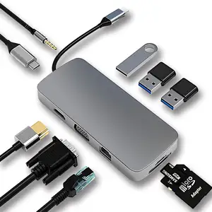 하이 퀄리티 8 in 1 USB-c 허브 어댑터 타입-c 데이터 USB C 도킹 스테이션 USB 허브 맥북 에어 델 레노버 알루미늄
