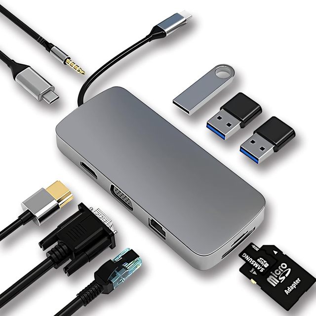 High Quality 8 in 1 Usb-c Hub Adapter Type-c Data Usb C Docking Station Usb Hub for Macbook Air Dell Lenovo Aluminium