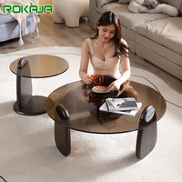 Ensemble de table basse au design minimaliste ensemble de table centrale en bois avec dessus en verre table basse ronde de salon avec table d'appoint
