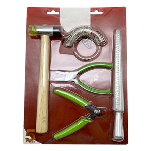 Outil <span class=keywords><strong>de</strong></span> mesure <span class=keywords><strong>de</strong></span> mandrin Bague en acier Jauge <span class=keywords><strong>de</strong></span> dimensionnement Sizers Set Caoutchouc <span class=keywords><strong>Bijoutier</strong></span> Maillet Marteau Métal Taille Doigt Bâton Fil Wrap - Product Image 3