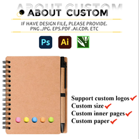 Bloc-notes autocollants écologiques en spirale, bloc-notes en papier kraft, mini carnet, bloc-notes personnalisés avec logo, bloc-notes avec stylo et notes autocollantes
