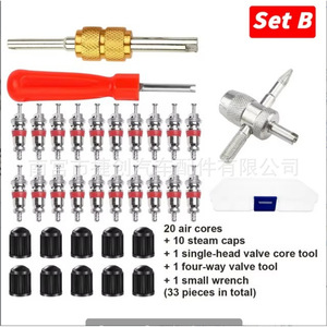 Kit de Reparación de Neumáticos Jiechuang, Juego de 33 Piezas para Coche y Bicicleta, Herramientas para Extraer Válvulas con Tapas y Accesorios - Product Image 5