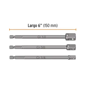 BOX 6 Ensemble de 3 adaptateurs longs pour douilles de 1/4, 3/8 et 1/2 pouces - Product Image 1