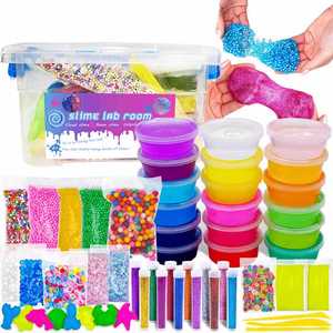 16 Colors DIY Playdough Slime Kit Clay <b>Plastic</b> Fluffy Crystal Clear Vomit Stretchi Charms Cream Foam Glitter Jars Paper <b>Beads</b> - Product Image 3