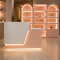 Comptoir de réception de salon de beauté personnalisé avec éclairage LED, armoire murale arquée pour soins de la peau, vitrine de présentation de cosmétiques pour magasin de détail