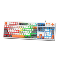 Clavier de jeu filaire USB 104 touches personnalisé en usine, rétroéclairé multicolore, avec bouton de contrôle du volume, accessoire pour PC de bureau