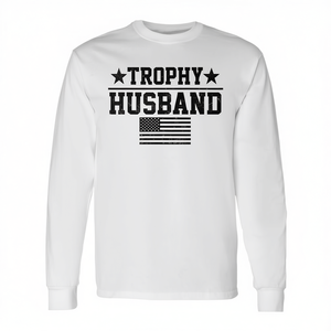 Trophy Husband - Camiseta de manga larga para hombre, cuello redondo, bandera americana, regalo del día del padre - Product Image 2