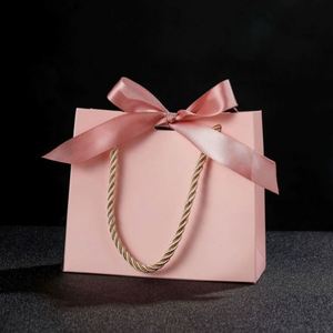 Custom Personalized Logo <b>Sliding</b> Jewelry Box Folding Paper Gift Bags with Rope Handles for Shopping - Product Image 1