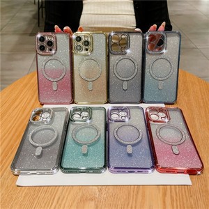 Custodia per telefono trasparente magnetica con glitter graduale e design a lente laterale con diamanti di lusso, in TPU, per <span class=keywords><strong>iPhone</strong></span> 16 <span class=keywords><strong>Plus</strong></span> 15 14 13 12 11 Pro Max - Product Image 1