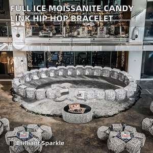 Full Ice 5mm Moissanite Candy Link S925 Silver Rhodium Plated D Color VVS GRA Certified Luxury <b>Charm</b> Hip Hop Jewelry Bracelet - Product Image 2