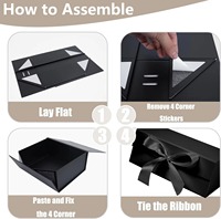 Boîte cadeau magnétique noire avec logo personnalisé, ruban en satin, boîte rigide de luxe, poignée portable pour cosmétiques, bijoux, mariage