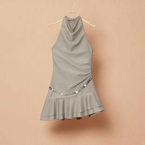 여자의 세련된 빈티지 여름 원피스 2025 미니 스트라이프 벨트 피터 팬 칼라 넥 라인 무릎 길이 짠 방법 - Product Image 4