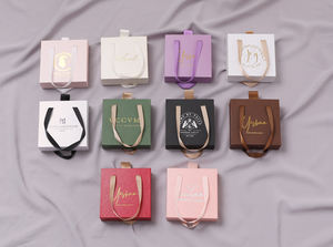 Boîte à bijoux de luxe personnalisée avec logo, en carton, avec ruban, pour ranger les bracelets, avec tiroir coulissant et poignée, emballage pour bijoux - Product Image 6