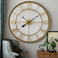 Horloge murale en métal de grande taille, accent décoratif pour la maison, 90,81*3,18*90,81CM, horloge murale en bois à chiffres romains pour le salon
