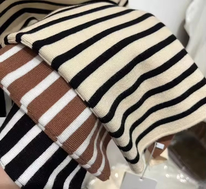 Wholesale Women's Half Turtleneck Striped Short Sleeve Crop Top Slim Fit <b>Soft</b> Breathable Knitted Blouse Casual Wear Multi-Color - Product Image 5