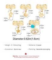 Perhiasan Fashion wanita cincin liontin mata berlian imitasi kristal zirkon mutiara tembaga emas cincin cangkang ular bintang laut terinspirasi kuningan