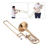 Professional Brass Bb/F Key Gold Tuning Slide Trombone with F Key