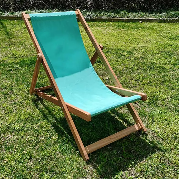 Tumbona plegable de madera sólida para balcón, silla de playa al aire libre, cubierta