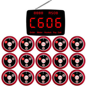 ระบบเรียกไร้สาย - 15 ตัวส่งสัญญาณปุ่มเรียก + 1 ตัวรับสัญญาณแบบหน้าจอ + นาฬิกาเรียก |   ร้านอาหาร/โรงแรม - Product Image 1