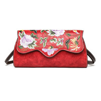 Sac à bandoulière vintage en PU gaufré à motif floral, sac rétro à rabat, sac messager pour le quotidien et les voyages