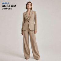 Ensemble tailleur 2 pièces sur mesure pour femme, blazer cintré à la taille avec pantalon large, tenue de bureau décontractée professionnelle