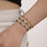 Bracelet géométrique multicolore en zircon, plaqué acier inoxydable, bijoux de luxe pour femmes, chaîne à la mode, vente en gros
