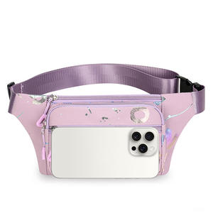 Sac banane rose en tissu Oxford avec fermeture éclair, pochette pour téléphone portable, résistant à l'eau, pour la course et les sports de plein air, collection Printemps 2025 - Product Image 1