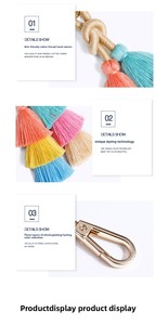 Hight Chất Lượng Đa Lớp Phong Cách Bohemian Đầy Màu Sắc Tay Dệt Móc Chìa Khóa Với Tua Túi Quyến Rũ Mặt Dây Chuyền Dệt Keychain - Product Image 6
