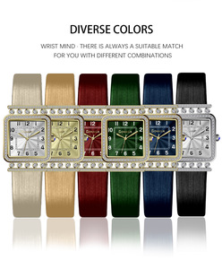 Montres à la mode et luxueuses pour femmes avec visages carrés incrustés de diamants et mécanisme à quartz brillant - Product Image 6