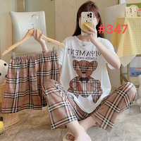 Conjunto de Pijama de 3 Piezas de Manga Corta con Dibujos Animados para Mujer, Talla Única, Ropa de Dormir con Dibujos Animados para Primavera, Verano y Otoño