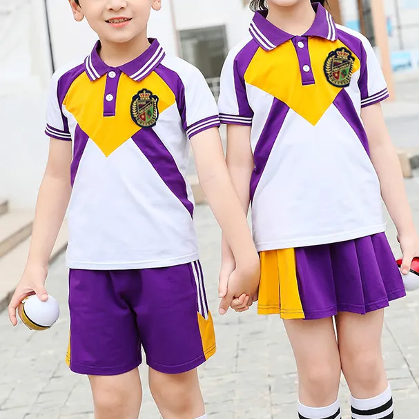 Nouveauté Vêtements de Maternelle Primaire Polo T-shirt Blanc pour Vêtements de Sport Uniformes Scolaires