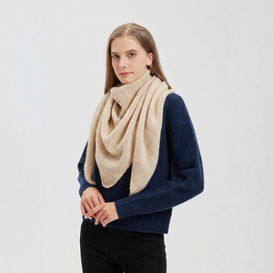 Bufanda Larga de Cachemira 100% Pura para Mujer, Color Beige Sólido, Aislamiento Térmico, Uso Casual de Invierno - Product Image 1