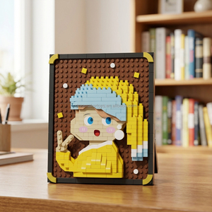 Mattoncini di Plastica ABS a Forma di Diamante, Riproduzioni di Dipinti Famosi: Girasoli di Van Gogh, Notte Stellata, Monna <span class=keywords><strong>Lisa</strong></span>, Il Figlio dell'Uomo - Product Image 3