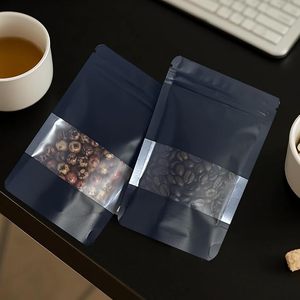 Sacs anti-odeurs, pochettes verticales refermables en Mylar transparent avec fenêtre et fermeture éclair pour le stockage alimentaire, le café, les collations et l'emballage alimentaire - Product Image 5