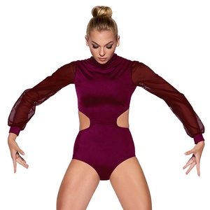 Maillot <span class=keywords><strong>de</strong></span> Danza Jazz MiDee <span class=keywords><strong>de</strong></span> Manga Larga para Mujer Adulta con Espalda Transparente y Cintura Hueca para Escenario y Entrenamiento - Product Image 3