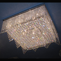 Lustre led rectangulaire en cristal au design contemporain, luminaire décoratif de plafond, montage en surface sur panneau, couleur chromé, livraison gratuite