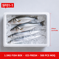 Boîte en mousse EPS SF01 1 330x225x150mm, bac de transport isotherme mince pour poisson, idéal pour poissonniers, traiteurs, épiceries et grossistes