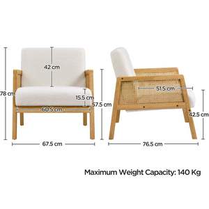 Fauteuil moderne pour chambres, salons et bureaux à domicile, hôtels – Chaise d'appoint en tissu bouclé avec design capitonné et pieds en bois massif - Product Image 3