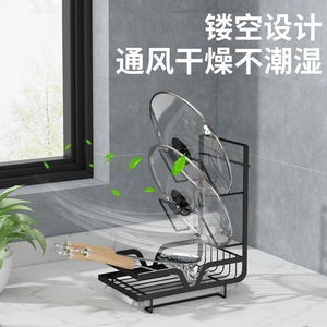 ที่วางฝาหม้อแบบไม่ต้องเจาะ สแตนเลส ติดผนัง ชั้นวางครัวอเนกประสงค์ สำหรับฝา ที่รองตัด และอุปกรณ์ครัว - Product Image 3