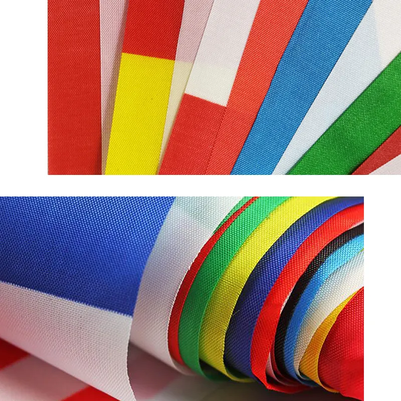 थोक कस्टम कतर दुनिया 32 देशों बन्टिंग झंडा 14x21cm स्ट्रिंग झंडे